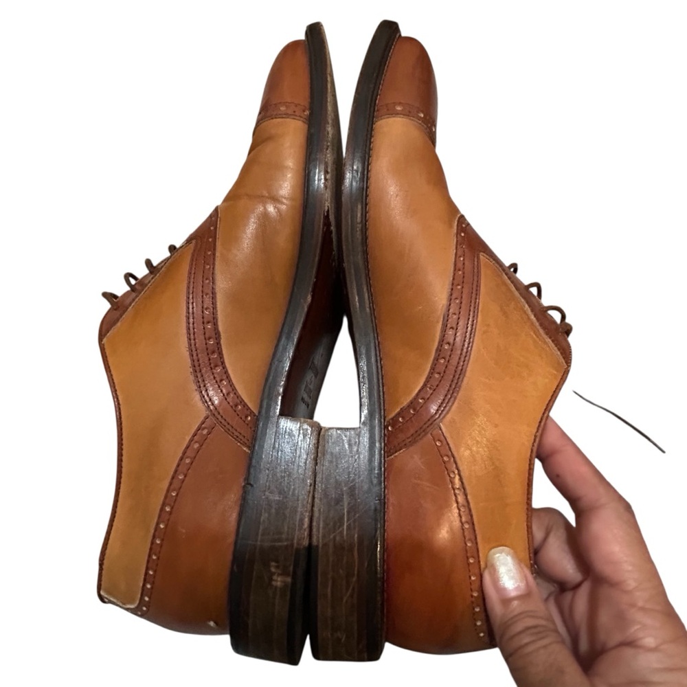 Johnston & Murphy Cellini Leather Oxford Dress Shoes Brown 2-Tone Lace Ups Sz 9M - Picture 5 of 12